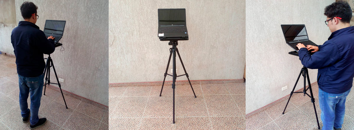 Soporte tipo tripode para instalar laptop portatil 