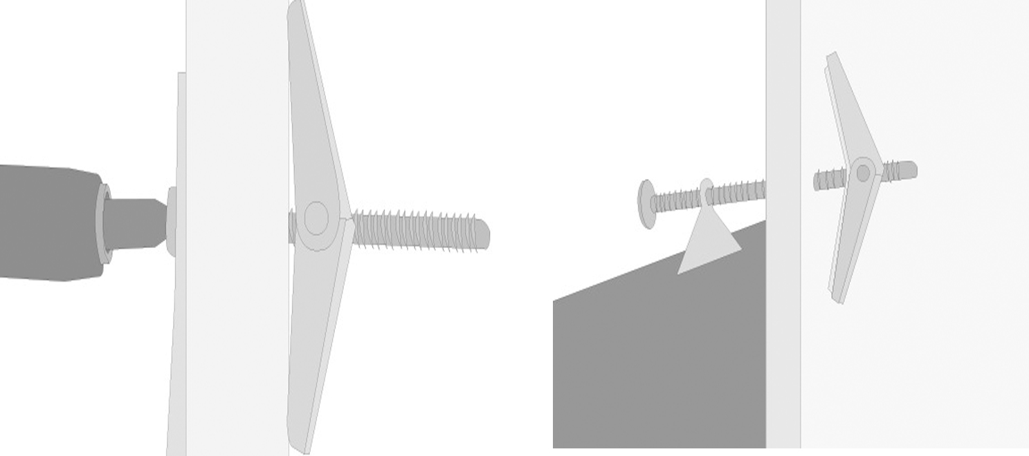 Soporte para drywall instalado en pared