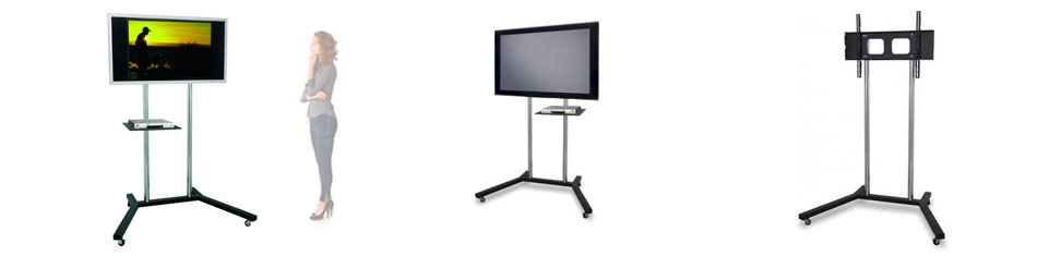 Soporte tipo pedestal ruedas para televisor con repisa