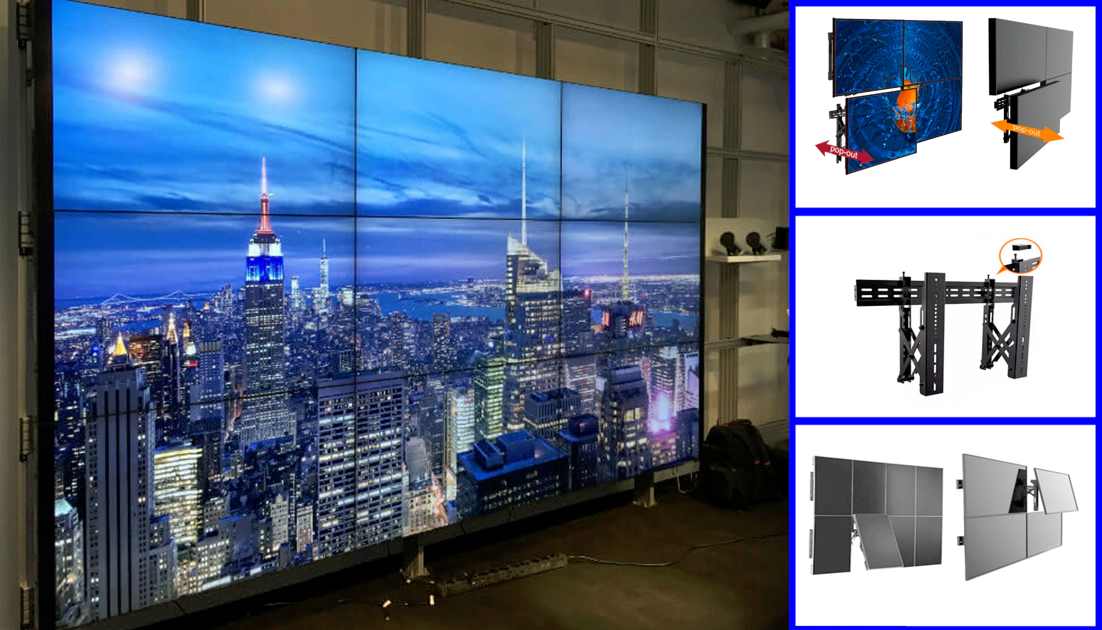 Soportes tipo videowall para monitores industriales