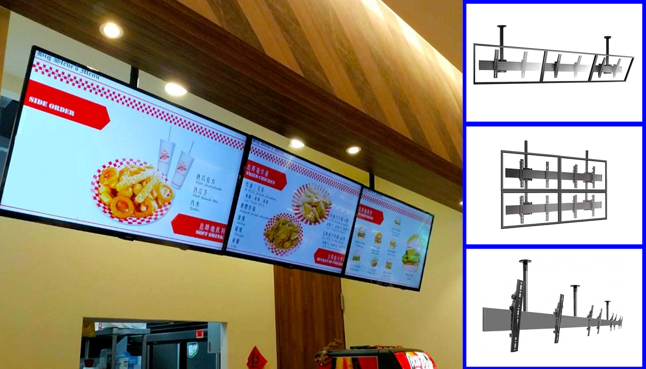 Soporte de techo para creacion de estructuras videowall de gran formato