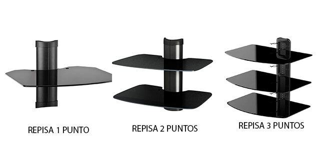 Repisa de un vidrio con altura graduable