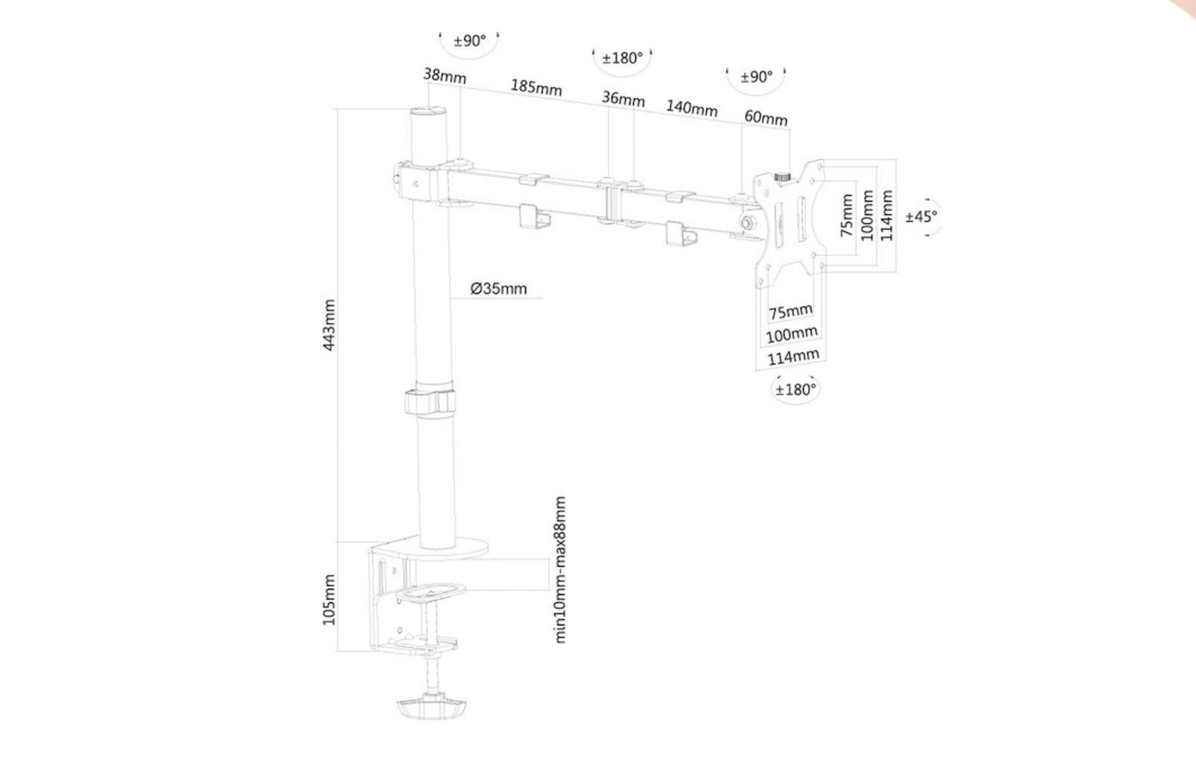 Soporte brazo con ajuste para monitor