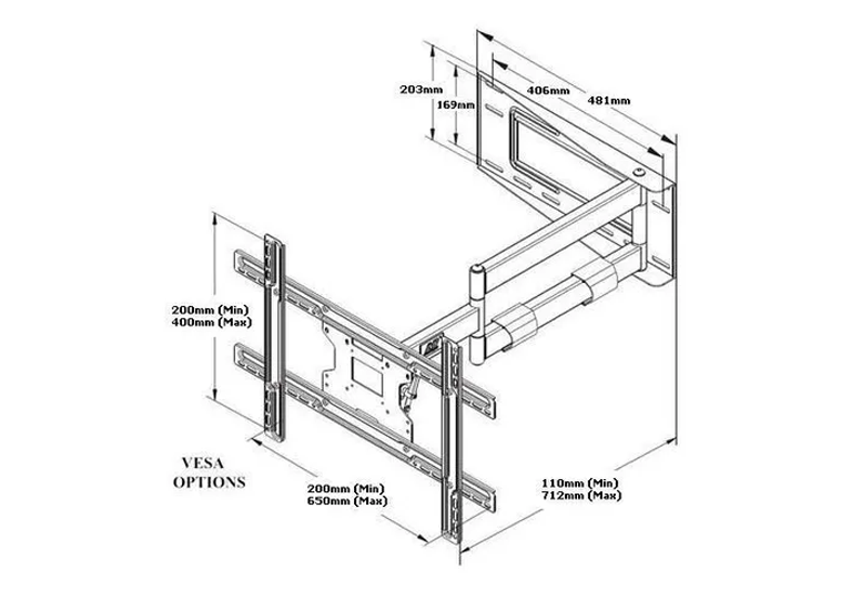 Base brazo extension para tv 65 pulgadas