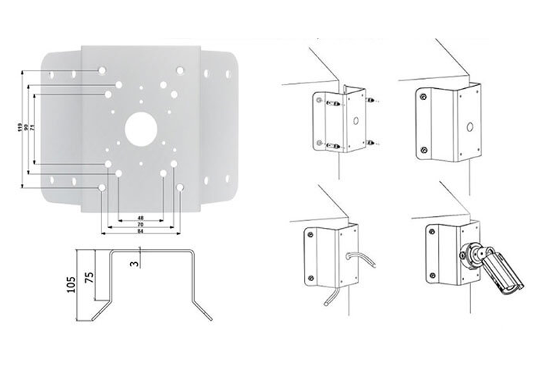 Soporte de pared esquinero para Cámaras de seguridad