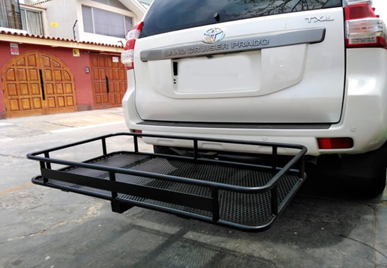 Porta equipajes canastilla en acero para carro