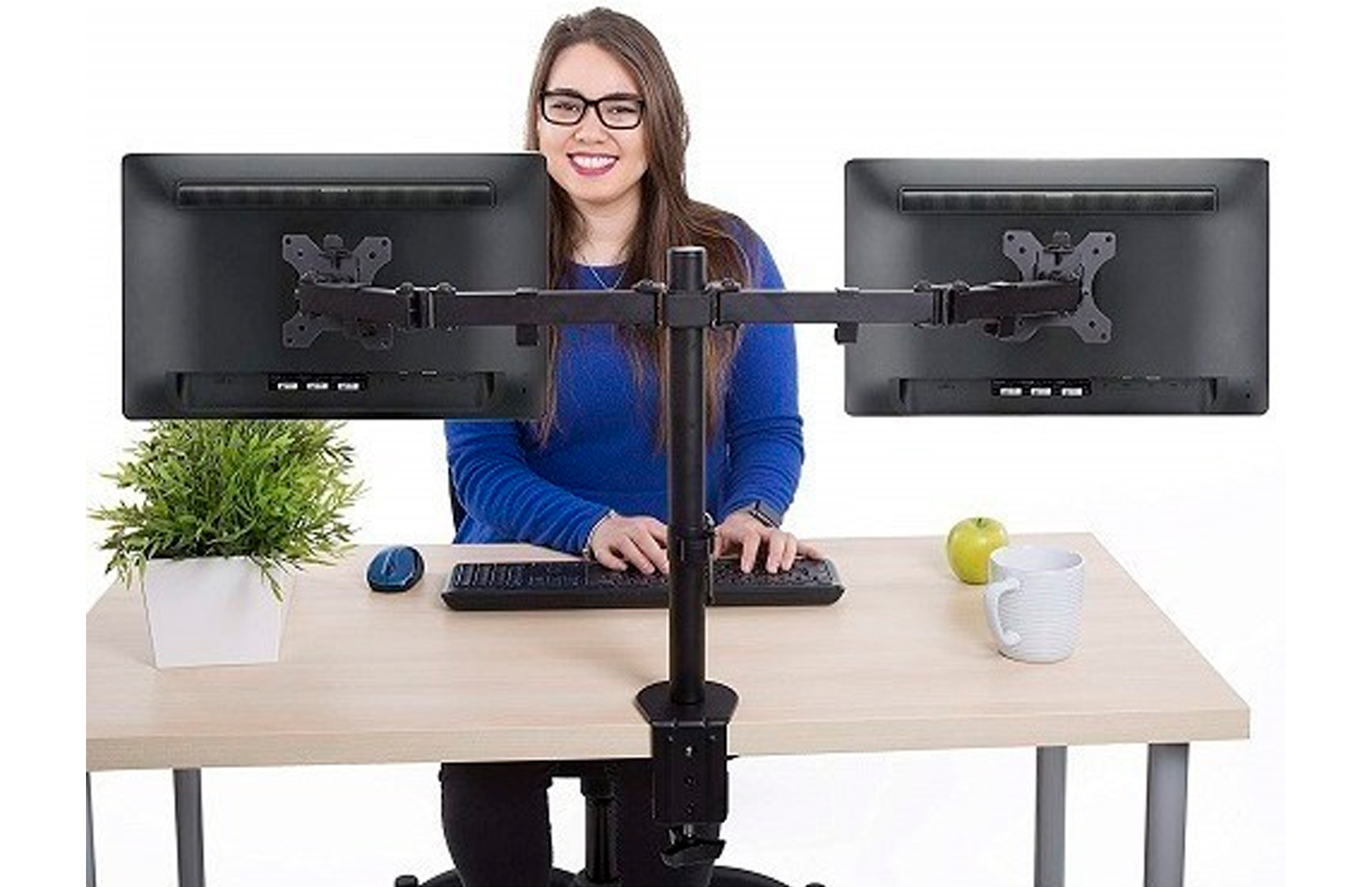 Soporte dual monitor para instalar en la mesa