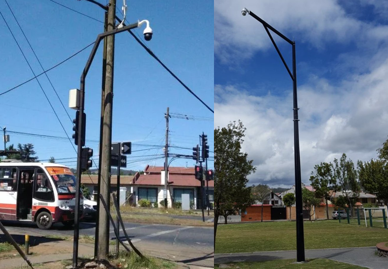 Instalacion soporte poste para camara de seguridad